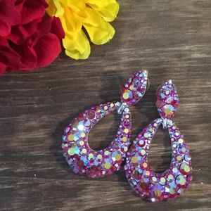 Stunning red iridescent Jim Ball earrings